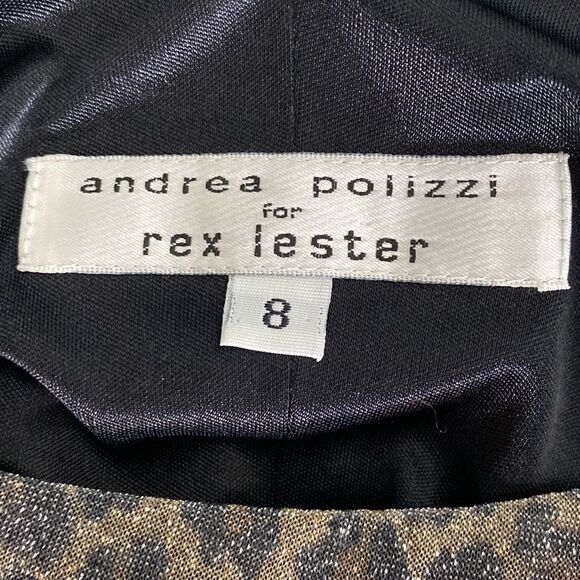 Vintage 90s Andrea Polizzi for Rex Lester animal print shimmer mini dress size 8 - Picture 4 of 10